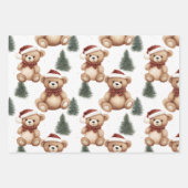 Moderne Kerst Schattige Teddy Bears Inpakpapier Vel (Voorkant)