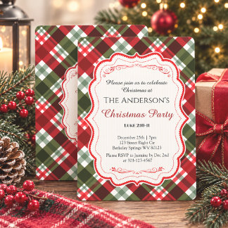 Moderne Kerst-Tartan Plaid & Bijbelvers Feest Kaart
