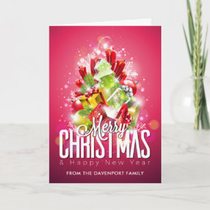 Moderne Kerst Verpakte Cadeaus & Boom - Feestelijk Kaart
