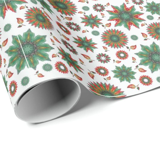 Moderne Kerst Waterverf Sneeuwvlokken Cadeaupapier (Rol Hoek)