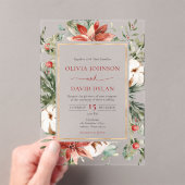 Moderne Kerst Winter Rood Goud Greenery Wedding Acryl Uitnodigingen (Insitu (Draagbaar))