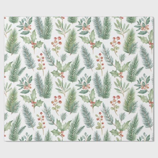 Moderne Kerst Winter Vakantie Bloemen Patroon Cadeaupapier (Vlak)