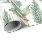 Moderne Kerst Winter Vakantie Bloemen Patroon Cadeaupapier (Rol Hoek)