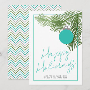 Moderne Kerstbal - Groen - Turquoise Niet Foto Feestdagenkaart
