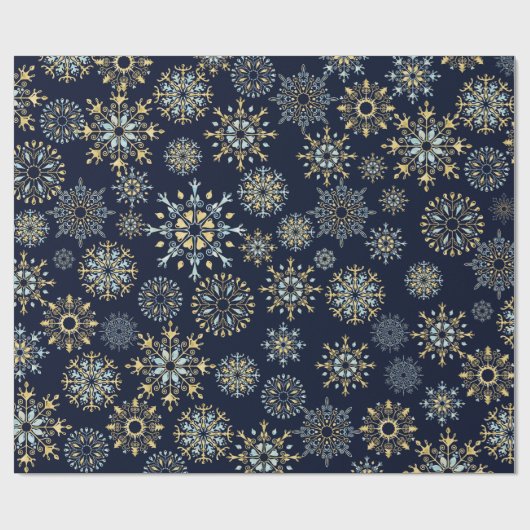 Moderne kerstblauwe waterverf Snowflake Cadeaupapier (Vlak)