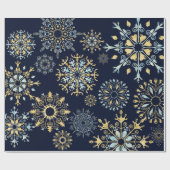 Moderne kerstblauwe waterverf Snowflake Cadeaupapier (Vlak)