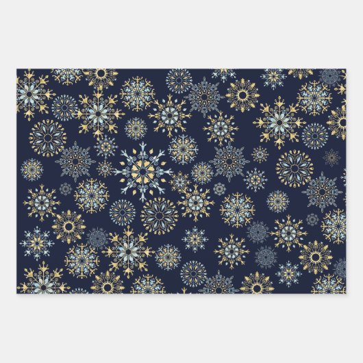 Moderne kerstblauwe waterverf Snowflake W Inpakpapier Vel (Voorkant 3)