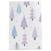 Moderne kerstbomen Abstract lavendelpatroon Medium Cadeauzakje (Achterkant)