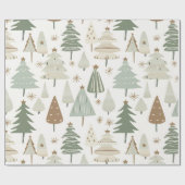Moderne kerstbomen bruin en groen cadeaupapier (Vlak)