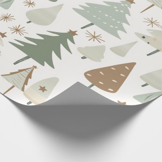 Moderne kerstbomen bruin en groen cadeaupapier (Hoek)
