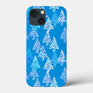 Moderne kerstbomen, Cerulean Blue iPhone 13 Mini Hoesje