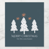 Moderne kerstbomen en sterrenetiketten wijn etiket (Enkel label)