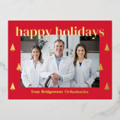 Moderne kerstbomen FOIL Zakelijke feestdagen kerst Folie Uitnodiging Briefkaart (Voorkant)