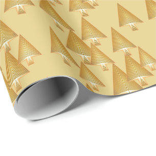 Moderne kerstbomen - geel goud cadeaupapier