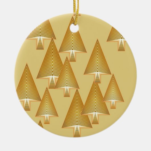 Moderne kerstbomen - geel goud keramisch ornament (Voorkant)