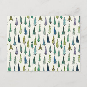 Moderne Kerstbomen Geïllustreerd Patroon Briefkaart
