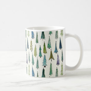 Moderne Kerstbomen Geïllustreerd Patroon Koffiemok