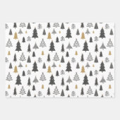 Moderne kerstbomen Goud en grijs patroon Inpakpapier Vel (Voorkant 3)