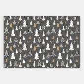 Moderne kerstbomen Goud en grijs patroon Inpakpapier Vel (Voorkant)