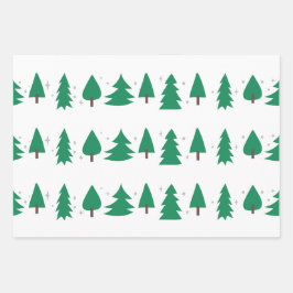 Moderne Kerstbomen Groen/Zilver/Wit Inpakpapier Vel