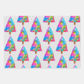 Moderne kerstbomen kleurrijk kunstontwerp inpakpapier vel (Voorkant 3)