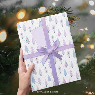 Moderne kerstbomen lavender Blue Pattern Cadeaupapier