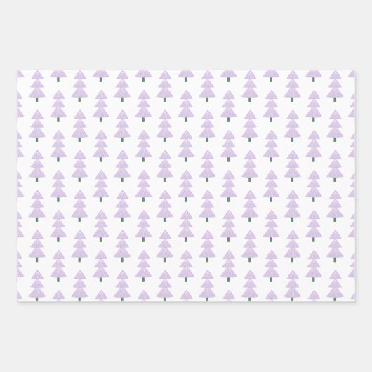 Moderne kerstbomen lavender Pattern Trio Inpakpapier Vel (Voorkant 3)