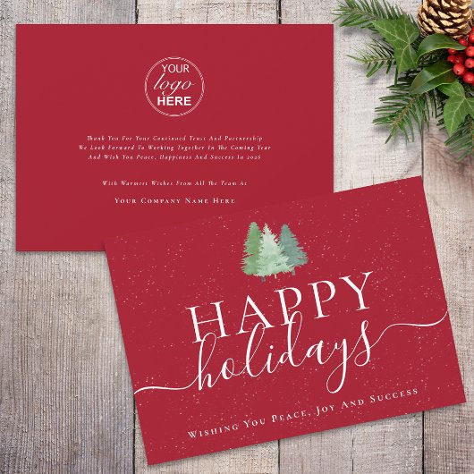 Moderne kerstbomen Logo Red Business Feestdagenkaart