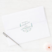 Moderne kerstbomen MERRY CHRISTMAS Script Blue Ronde Sticker (Envelop)