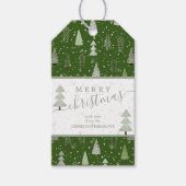 Moderne kerstbomen MERRY CHRISTMAS Script Cadeaulabel (Voorkant)