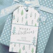 Moderne kerstbomen MERRY CHRISTMAS Script Cadeaulabel