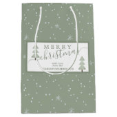Moderne kerstbomen MERRY CHRISTMAS Script Medium Cadeauzakje (Voorkant)