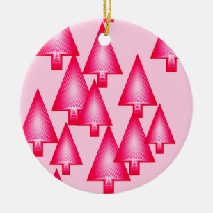 Moderne kerstbomen met metaal - fuchsia roze keramisch ornament