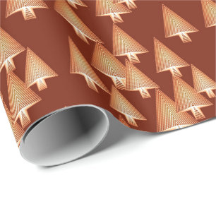 Moderne kerstbomen met metaal - koper cadeaupapier