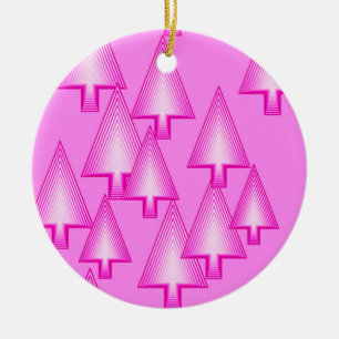 Moderne kerstbomen met metaal - orchidee roze keramisch ornament