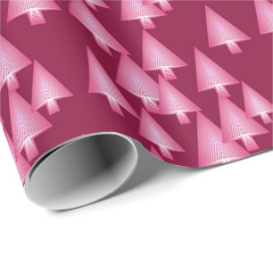 Moderne kerstbomen met metaal - roze en wijn cadeaupapier
