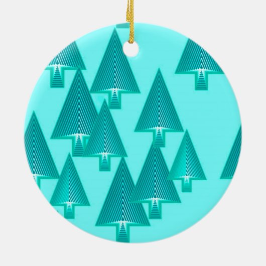 Moderne kerstbomen met metaal - turkooizen keramisch ornament (Achterkant)