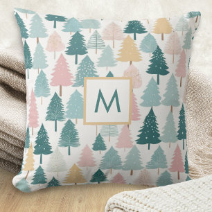 Moderne Kerstbomen met Monogram in een landelijke  Kussen