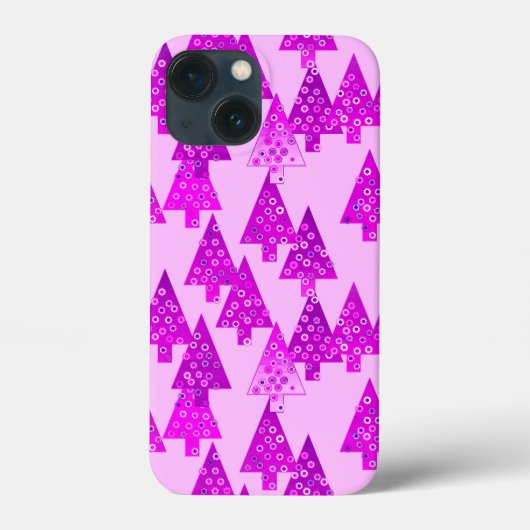 Moderne kerstbomen, orchidee en violet Case-Mate iPhone case (Achterkant)