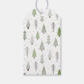 Moderne Kerstbomen Patroon Salie Groen Cadeaulabel (Voorkant)