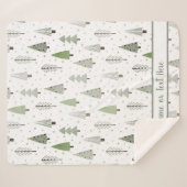 Moderne kerstbomen Sage Green Aangepast Sherpa Deken (Voorkant (horizontaal))