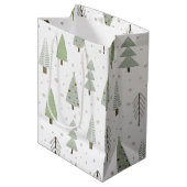 Moderne kerstbomen Sage Green Abstract Pattern Medium Cadeauzakje (Voorkant Gekanteld)
