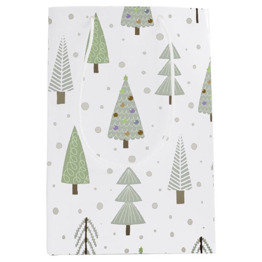 Moderne kerstbomen Sage Green Abstract Pattern Medium Cadeauzakje (Voorkant)