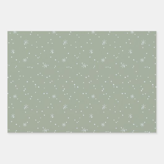 Moderne Kerstbomen Sage Green Olive Pattern Inpakpapier Vel (Voorkant 2)