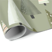 Moderne Kerstbomen Sage Groen Patroon Cadeaupapier (Rol Hoek)