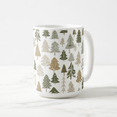 Moderne kerstbomen Sage Olive Green Pattern Koffiemok (Voorkant rechts)