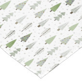 Moderne kerstbomen Sage Olive Green Pattern Korte Tafelloper (Hoek)