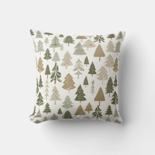 Moderne kerstbomen Sage Olive Green Pattern Kussen