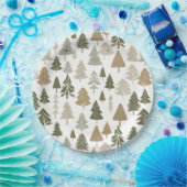 Moderne kerstbomen Sage Olive Green Pattern Papieren Bordje (Feest)