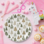 Moderne kerstbomen Sage Olive Green Pattern Papieren Bordje (Feest)